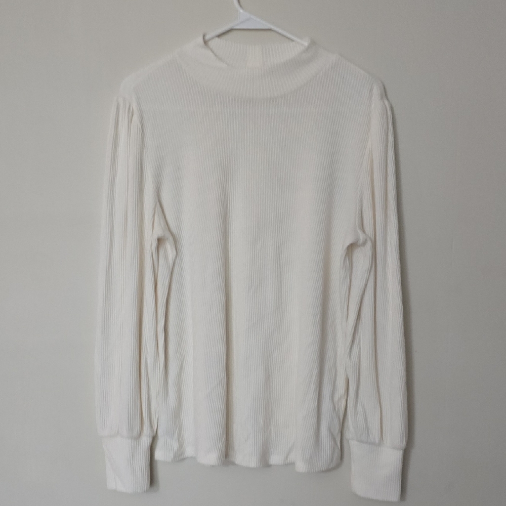 Maurices Cream Ribbed Mock Neck Sweater